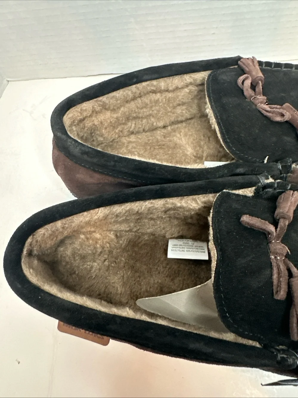 Muk Luks Men's Black and Brown Suede Tassel Slip-Ons